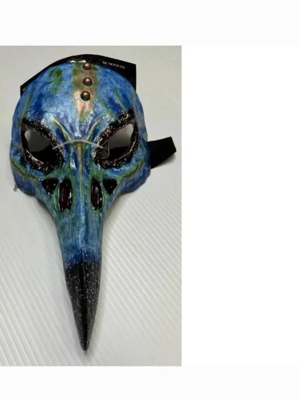 Masquerade Alien Halloween Mask Long Blue Nose Hand Painted Plaster Adult